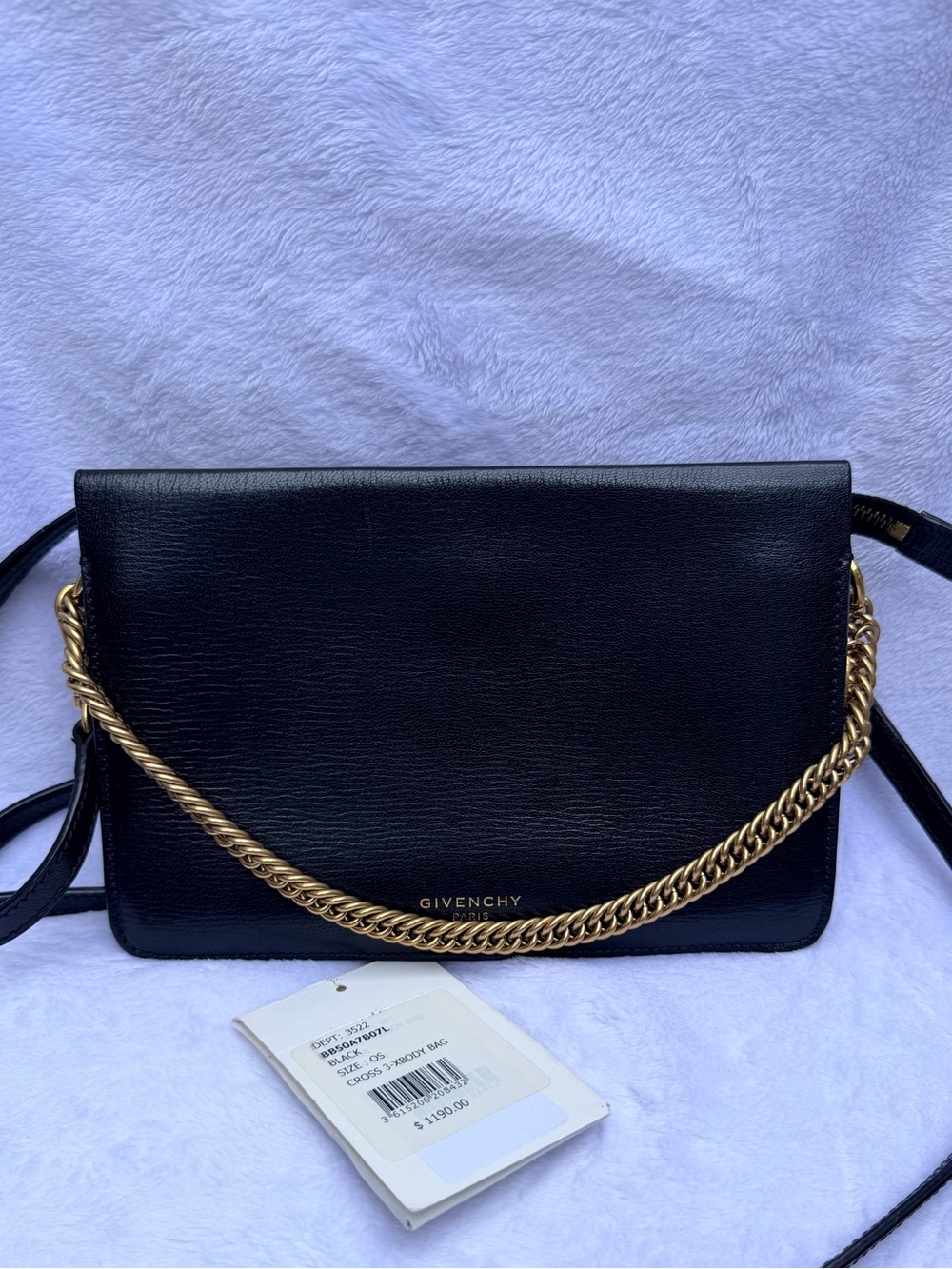 Givenchy Black Leather Crossbody with Gold Chain Accent
